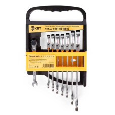Набор гаечных комбинированных трещоточных ключей с шарниром НТКШ-8 (8-19) KBT-PROFESSIONAL КВТ 91951