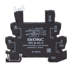 Колодка ультратонкая для реле RIS вх. напр. 230В AC/DC винт. клеммы DKC IRK-B-SC-5