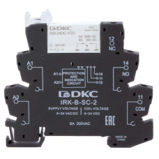 Реле интерфейсное 1CO ком. ток 6А AgSnO2 напряжение 12В AC/DC винтовые клеммы DKC IRK-12UC-1CO