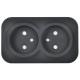 Розетка 2-м ОП GLORY РСш22-2-ХЧм 10А без заземл. защ. шторки черн. матов. IEK ERH23-K02M-10