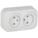Розетка 2-м ОП GLORY РСш22-2-ХБм 10А без заземл. защ. шторки бел. матов. IEK ERH23-K01M-10