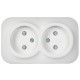 Розетка 2-м ОП GLORY РСш22-2-ХБм 10А без заземл. защ. шторки бел. матов. IEK ERH23-K01M-10
