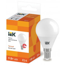 Лампа светодиодная ECO G45 9Вт шар 3000К E14 230В IEK LLE-G45-9-230-30-E14
