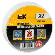 Изолента ПВХ 0.18х19мм бел. (рул.20м) IEK UIZ-20-10-K01