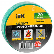 Изолента ПВХ 0.18х19мм зел. (рул.20м) IEK UIZ-20-10-K06