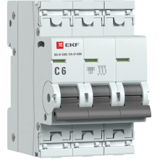 Выключатель автоматический модульный 3п C 6А 6кА ВА 47-63N PROxima EKF M636306C