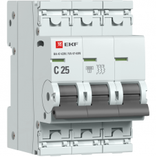 Выключатель автоматический 3п C 25А 6кА ВА 47-63N EKF PROxima EKF M636325C