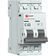 Выключатель автоматический модульный 2п C 63А 6кА ВА 47-63N PROxima EKF M636263C
