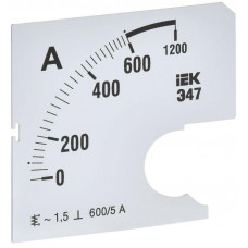 Шкала сменная для амперметра Э47 600/5А-1.5 72х72мм IEK IPA10D-SC-0600