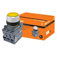 Кнопка с фиксацией MP2-21Y(LED) в сборе d22мм/220В 1з+1р желтая TDM