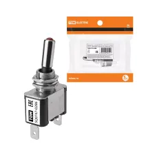 Выключатель-тумблер ASW-07D 1P 12В AC/DC 25А (3c) ON-OFF с фиксацией с красной LED подсветкой TDM
