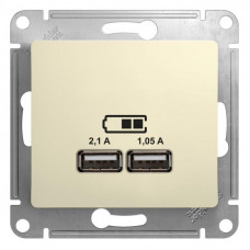 Розетка USB 2-м СП Glossa тип A+A 5В/2.1А 2х5В/1.05А механизм беж. SE GSL000233