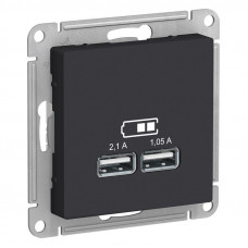 Розетка USB AtlasDesign тип A+A 5В 1х2.1А 2х1.05А механизм карбон SE ATN001033