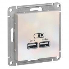 Розетка USB AtlasDesign тип A+A 5В 1х2.1А 2х1.05А механизм жемчуж. SE ATN000433