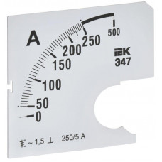 Шкала сменная для амперметра Э47 250/5А-1.5 72х72мм IEK IPA10D-SC-0250