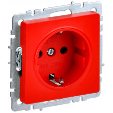 Розетка BRITE РС14-1-0-БрК 16А с заземл. защ. шторки механизм красн. IEK BR-R14-16-K04