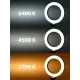 Лампа кольцевая светодиодная 16 см, 6 Вт, 2700-6400 К, штатив наст., диммер, USB, TDM
