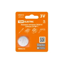 Элемент питания CR2016 Lithium 3V BP-1 TDM