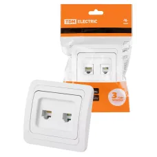 Розетка компьютерная RJ-45 + TФ (RJ-11) белая 