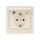 Розетка с крышкой 2П+З 16А IP44 сл. кость 