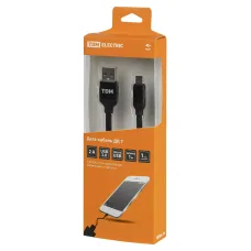 Дата-кабель, ДК 7, USB - micro USB, 1 м, тканевая оплетка, черный, TDM