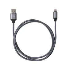 Дата-кабель, ДК 12, USB - Lightning, 1 м, тканевая оплетка, серый, TDM