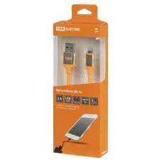 Дата-кабель, ДК 15, USB - Lightning, 1 м, силиконовая оплетка, оранжевый, TDM