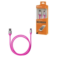 Дата-кабель, ДК 20, USB - USB Type-C, 1 м, силиконовая оплетка, розовый, TDM