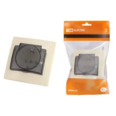 Розетка 2П+З с защ. шт. и крышкой 16А 250В IP44 сл. кость 