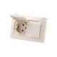 Розетка двойная 2П+З с защ. шт. и крышкой 16А 250В IP44 сл. кость 