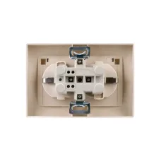 Розетка двойная 2П+З с защ. шт. и прозрачной крышкой 16А 250В IP44 сл. кость 