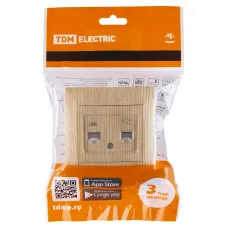 Розетка телефонная RJ11 + компьютерная RJ45 сосна 