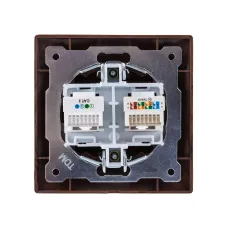 Розетка телефонная RJ11 + компьютерная RJ45 венге 