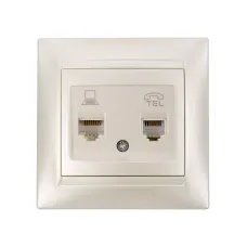 Розетка телефонная RJ11 + компьютерная RJ45 перламутр 