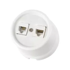 Розетка телефонная RJ11 + компьютерная RJ45 белая «Болонь» TDM