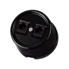 Розетка двойная компьютерная RJ45 черная «Болонь» TDM