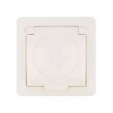 Розетка 2П+З с защ. шт. и крышкой 16А 250В IP44 сл. кость 