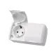 Розетка двойная 2П+3 открытой установки IP54 16А с крышкой белая 