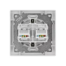 Розетка компьютерная двойная RJ45 серебр. металлик 