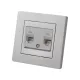 Розетка компьютерная двойная RJ45 серебр. металлик 