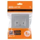 Розетка телефонная RJ11 + компьютерная RJ45 серебр. металлик 