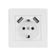 Розетка 2П+З 16А 250В + 2 USB порта 2,1А 5В белая 
