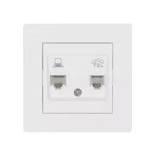 Розетка телефонная RJ11 + компьютерная RJ45 белая 