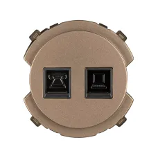 Розетка телефонная RJ11 + компьютерная RJ45 бронза, 