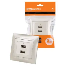 Розетка 2USB порт 2,1А 5В перламутр 