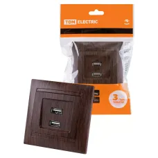 Розетка 2USB порт 2,1А 5В венге 