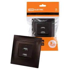 Розетка 2USB порт 2,1А 5В шоколад 
