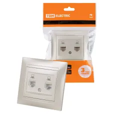 Розетка компьютерная двойная RJ45 перламутр 