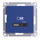 Розетка USB AtlasDesign тип C 65Вт высокоскор. ЗУ QC PD механизм аквамарин SE ATN001127