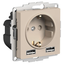 Розетка AtlasDesign 16А с 2-мя заряд. устройствами USB тип A+A 5В/2.4А 2х5В/1.2А механизм песочн. SE ATN001230